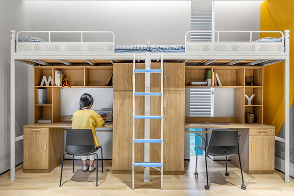 宿舍钢制上下床带多功能学习桌