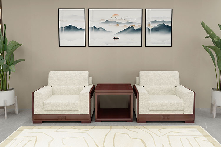 5868接待沙发,新中式实木接待沙发