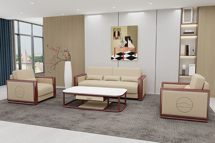 SM2107新中式实木办公沙发,新中式接待沙发