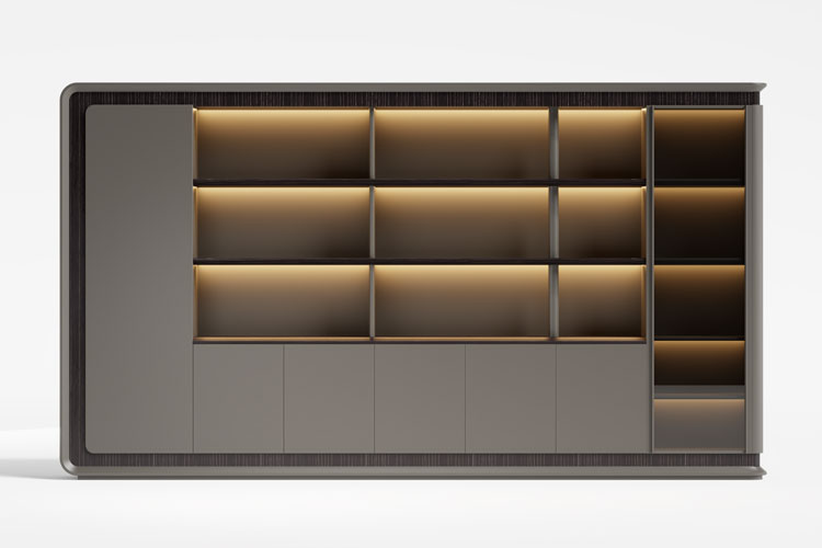 荣耀/400书柜,四米黑檀木饰面书柜,总裁班台书柜办公家具