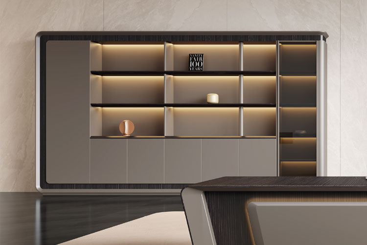 荣耀/400书柜,四米黑檀木饰面书柜,总裁班台书柜办公家具