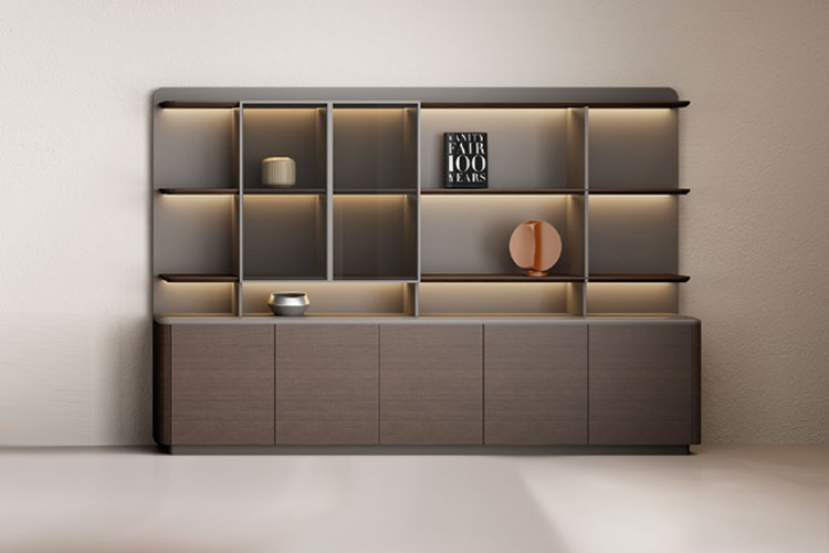 仰望/240 茶桌背柜,现代轻奢办公室博古架经理室书柜