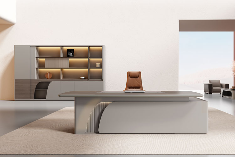 豪迈280班台,总经理两米八办公桌现代轻奢总裁办公家具