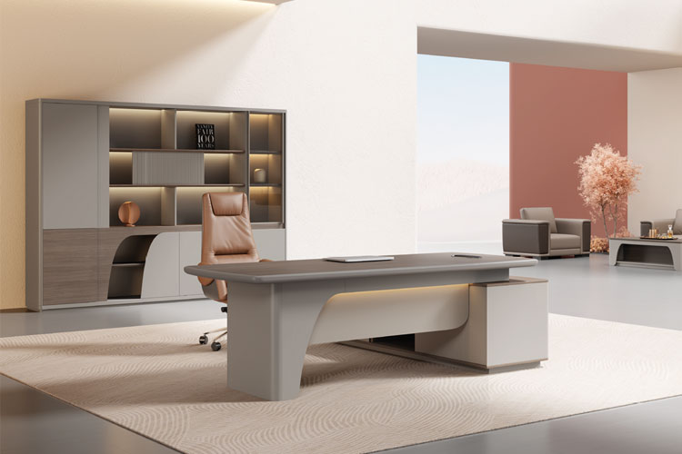 豪迈240班台,总经理两米四办公桌现代轻奢总裁办公家具