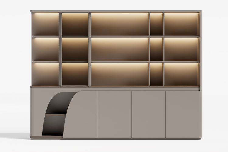 豪迈240书柜,总经理两米四办公书柜现代轻奢总裁办公文件柜