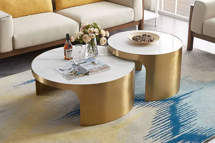 CX-C611组合茶几,办公室休闲茶几意式轻奢不锈钢岩板茶几