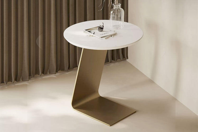 E2350艺术茶几,意式轻奢岩板边几会客区茶几