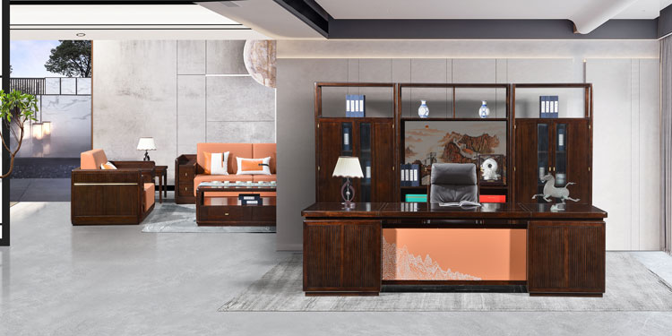 【若水观澜】班台，两米八新中式实木班台总裁实木办公桌