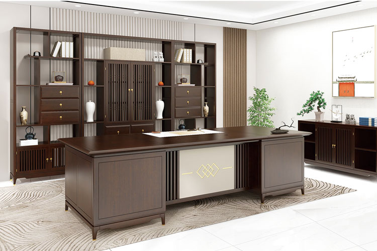 【和悦】实木板台,和悦两米八新中式办公桌实木总裁办公家具