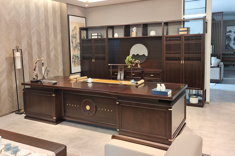 【星汉】实木板台,三米二新中式办公桌实木总裁办公家具