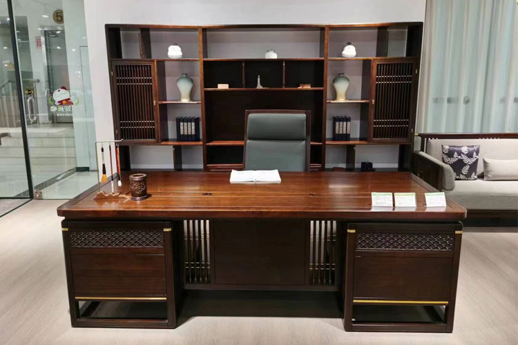 【千里江山】班台,两米八新中式实木班台总裁实木办公桌