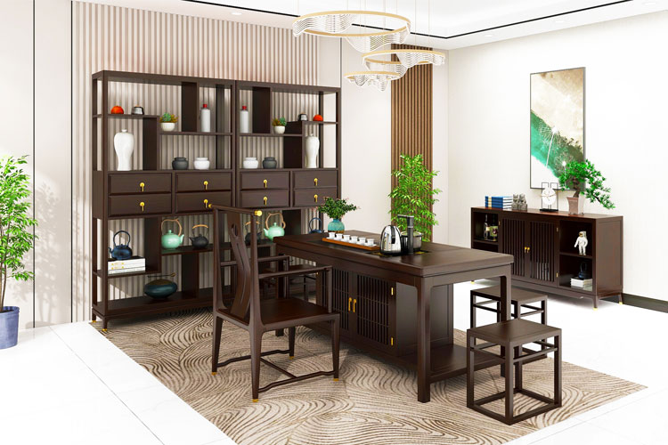 玺悦茶台,新中式实木茶台一米六八小户型茶台