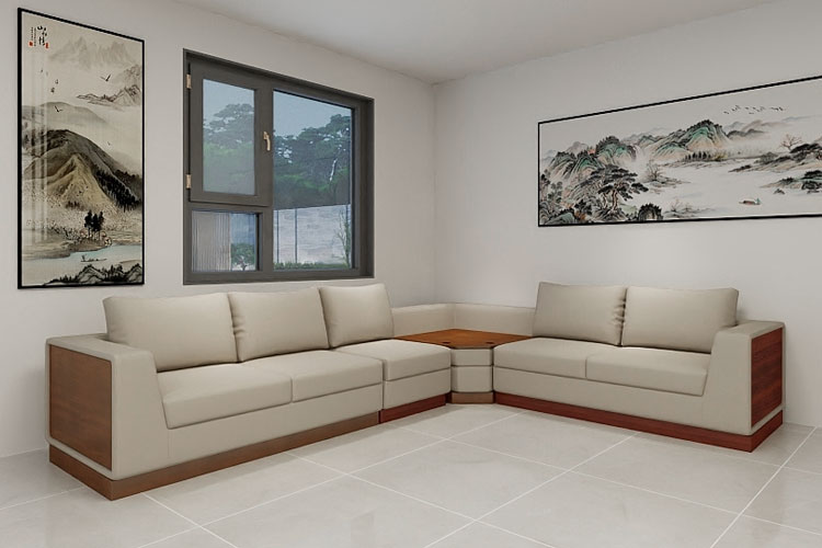 2406#沙发,现代转角组合沙发带茶几无线充电办公沙发