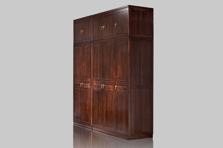 JH-612五门衣柜,新中式全乌金木全实木五门衣柜