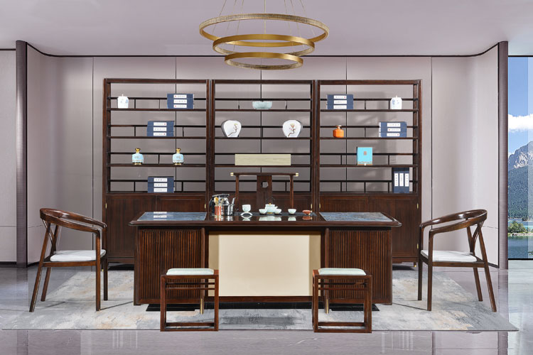 【若水观澜】班台，两米八新中式实木班台总裁实木办公桌