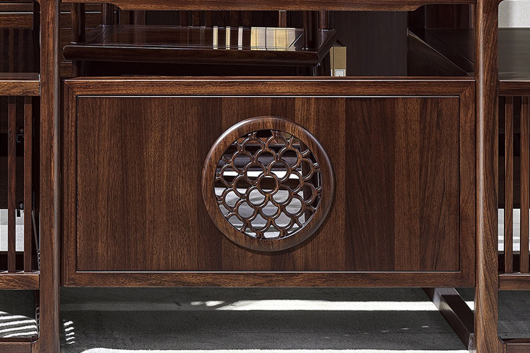 JH-912书桌,新中式实木书桌乌金木书桌书柜