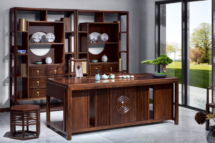 JH01茶台,新中式实木茶台乌金木两米茶台