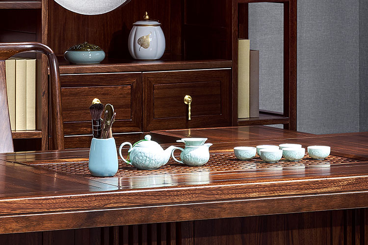 JH01茶台,新中式实木茶台乌金木两米茶台