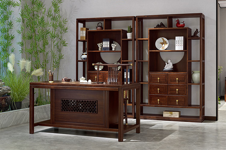 JH02茶台,新中式乌金木茶台,1米5实木茶台