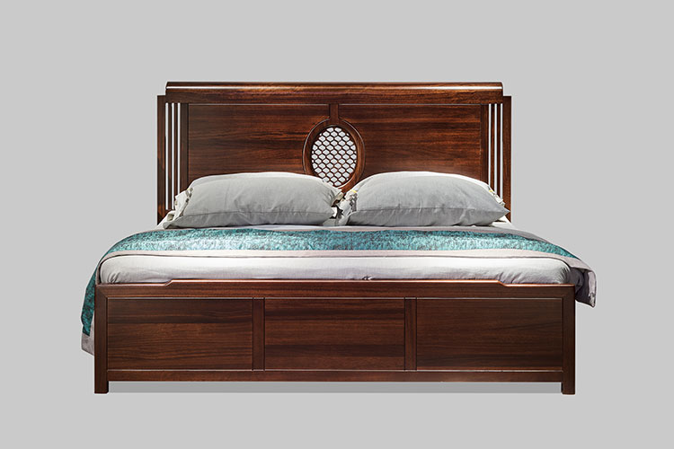 JH-651床，乌金木实木床一米九床体卧室家具