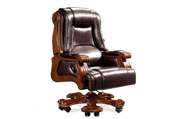 A103大班椅,真皮老板椅实木总裁大班椅可躺办公椅