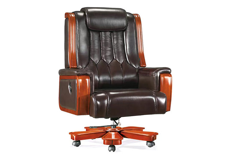 A128大班椅,实木总裁大班椅可躺办公椅真皮逍遥老板椅