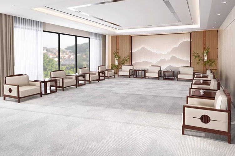 2314#新中式接待沙发,实木接待室沙发