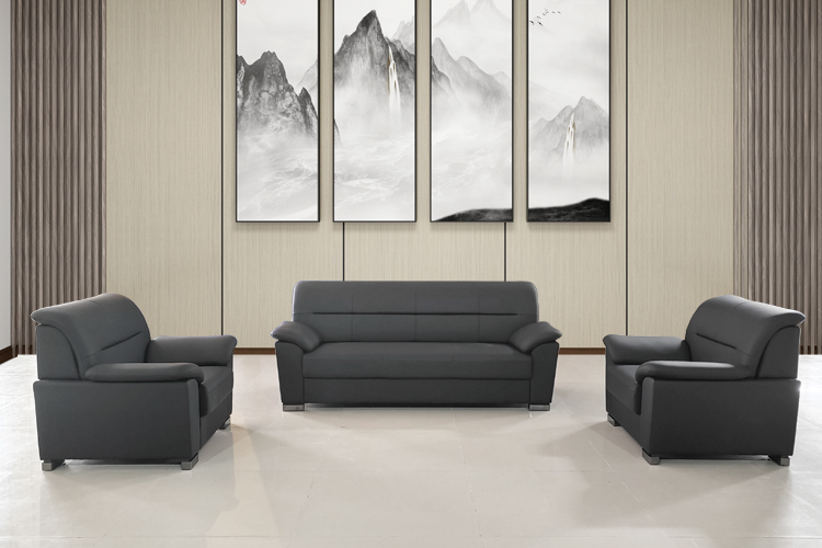 8572#办公沙发,牛皮办公室沙发午休斜扶手沙发